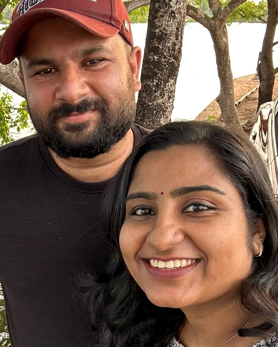 Nithish and Minnu by the water