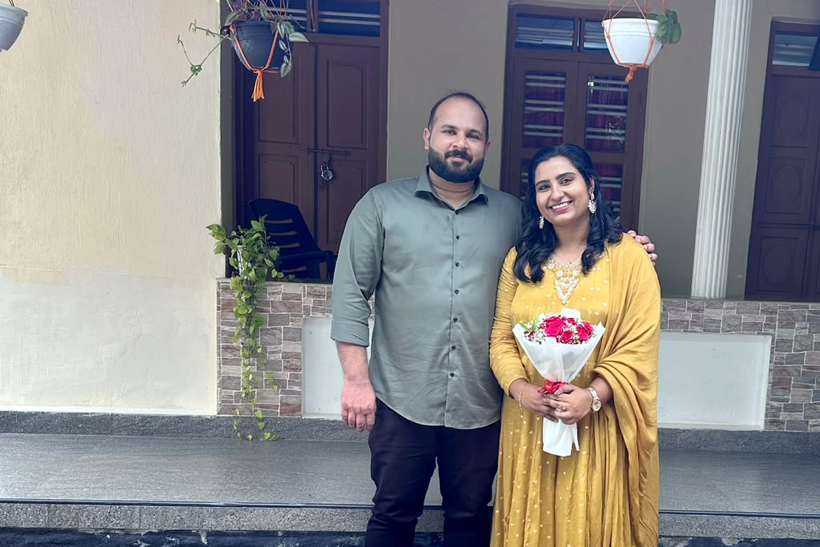 Nithish and Minnu on their engagement day