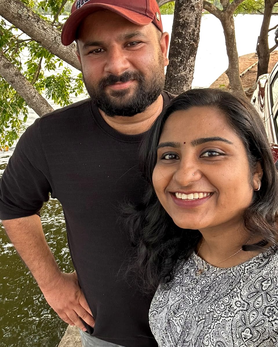 Nithish and Minnu by the water